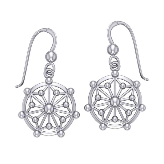 Round Tetragram Energy Symbol Silver Medallion Earrings TER1086 - peterstone.dropshipping