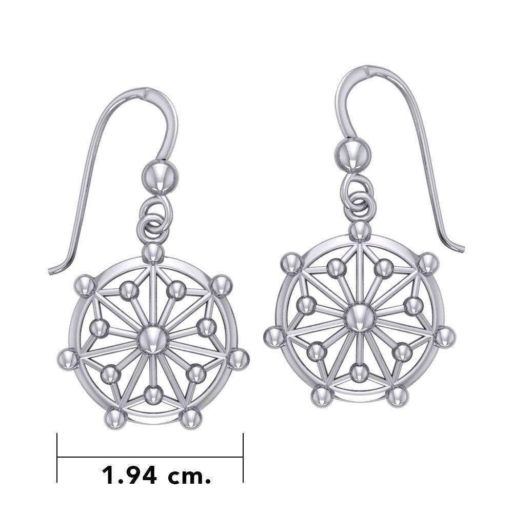Round Tetragram Energy Symbol Silver Medallion Earrings TER1086 - peterstone.dropshipping