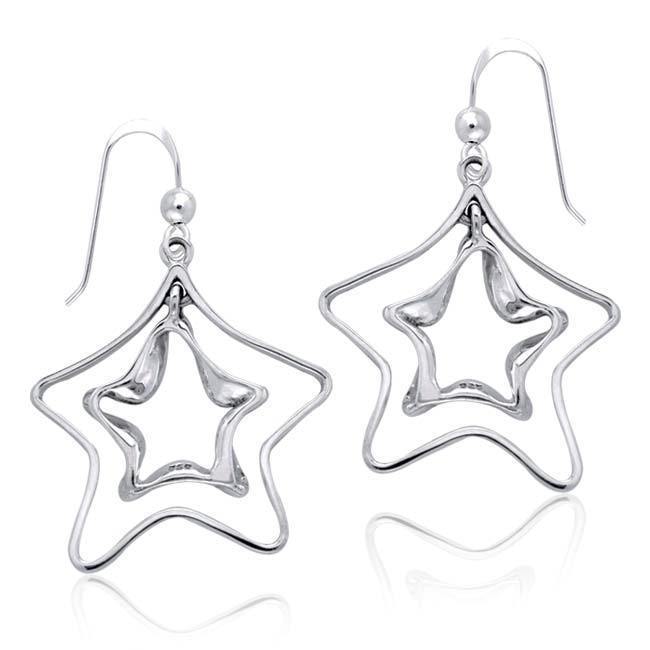 A classic star with a twist ~ Sterling Silver Jewelry Hook Earrings TER1156 Earrings