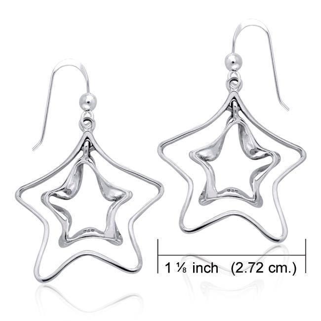 A classic star with a twist ~ Sterling Silver Jewelry Hook Earrings TER1156 Earrings