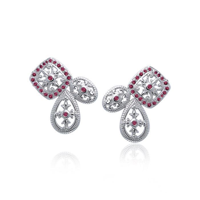 Authenticity at its finest Silver Elegant Post Earrings with Gemstones TER1213 Earrings