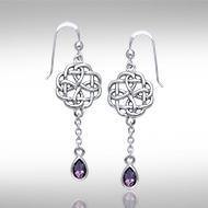 The wonderful promise of eternity ~ Celtic Knotwork Sterling Silver Dangle Earrings with Gemstone TER122 Earrings