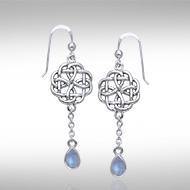The wonderful promise of eternity ~ Celtic Knotwork Sterling Silver Dangle Earrings with Gemstone TER122 Earrings