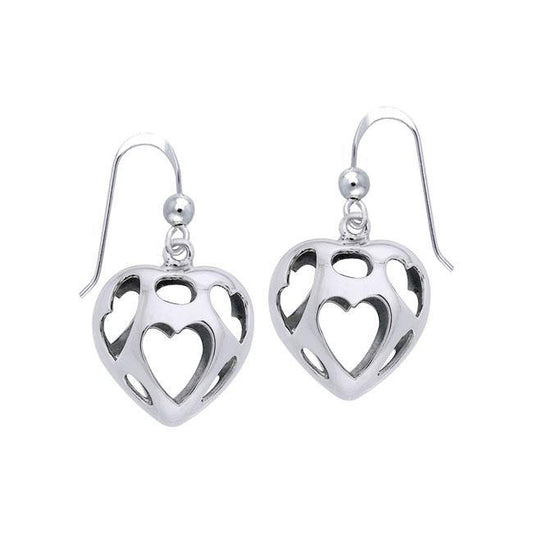 Bold Filigree Heart Silver Earrings TER1220 Earrings