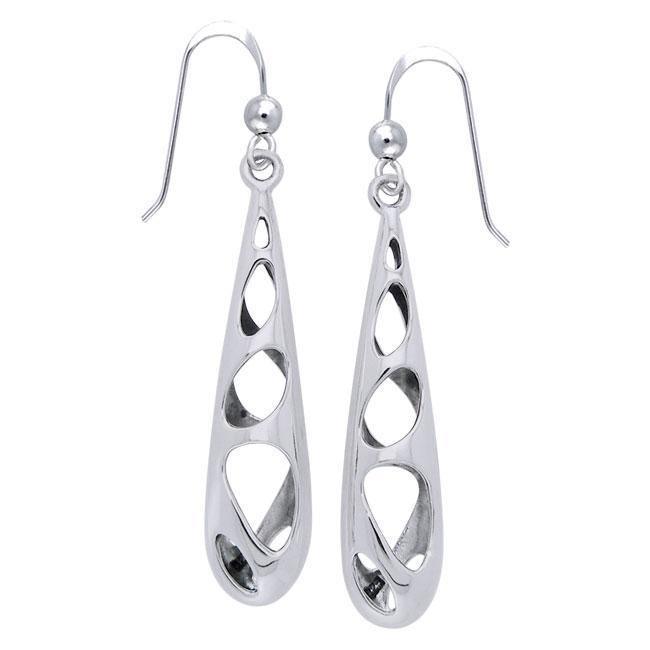 Bold Filigree Long Silver Earrings TER1223 Earrings