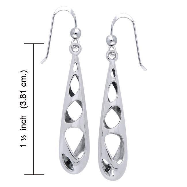Bold Filigree Long Silver Earrings TER1223 Earrings