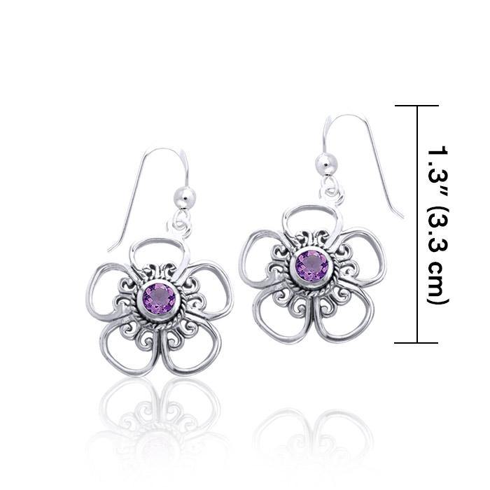 Lovely Bloom ~ Sterling Silver Jewelry Hook Earrings with Gemstone TER1235 Earrings