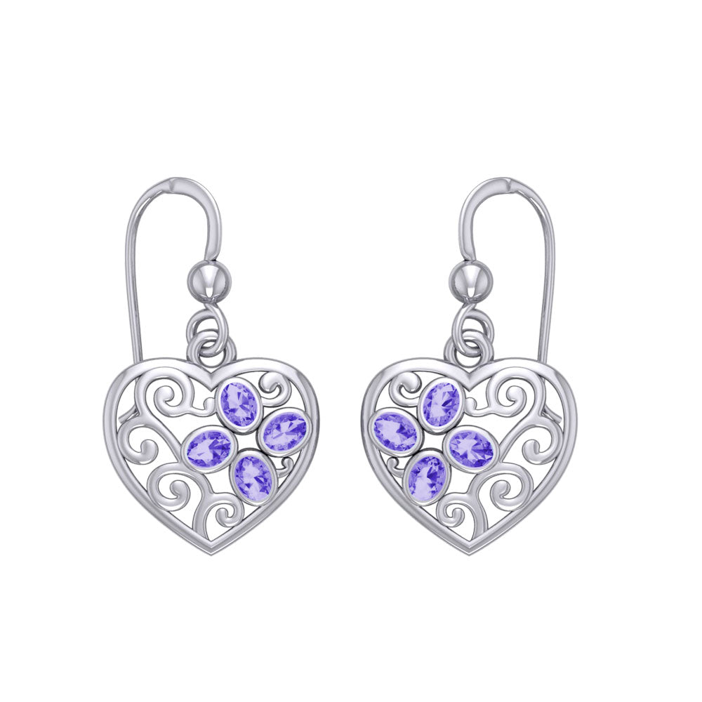Flower in Heart Shape Silver Earrings TER1238