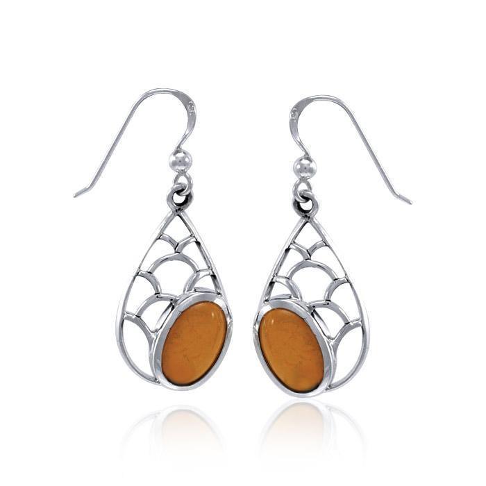Teardrop Shape Silver Earrings with Gemstone TER1246 Earrings