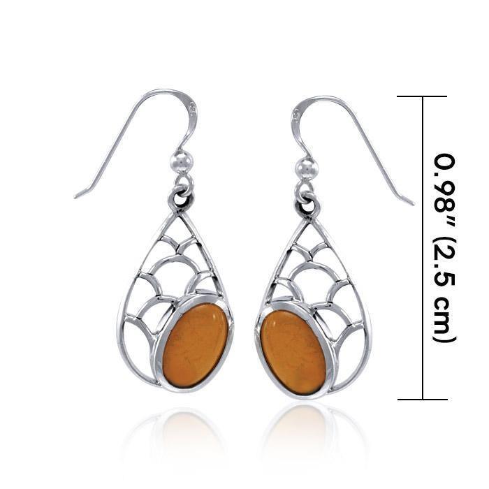 Teardrop Shape Silver Earrings with Gemstone TER1246 Earrings