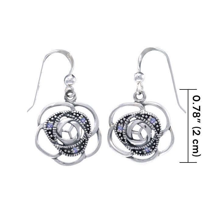 Blooming Rose Silver Earrings with Gems TER1265 Earrings
