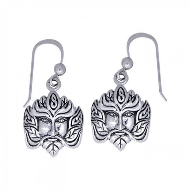 Green Man Silver Earrings TER127