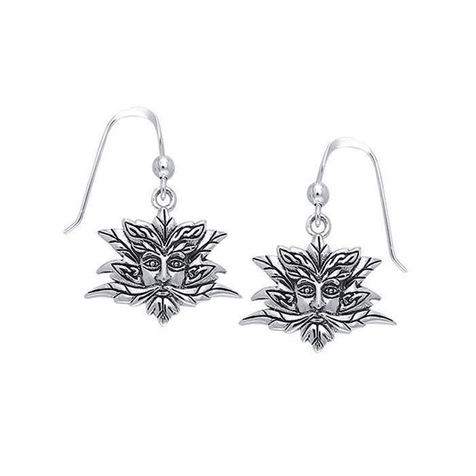 Green Man Silver Earrings TER128