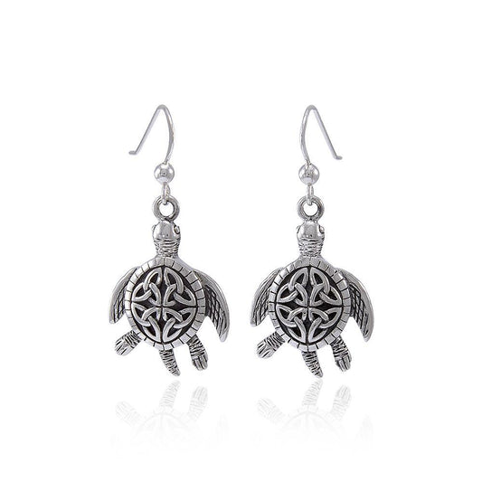 Celtic Knot Sea Turtle Silver Earrings TER1471 Earrings