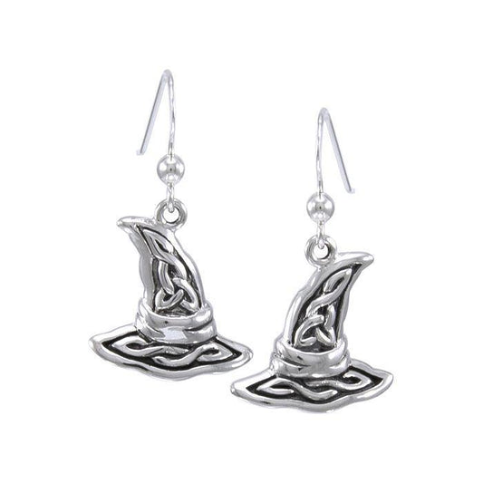 Witch's Hat with Triquetra Silver Earring TER1474