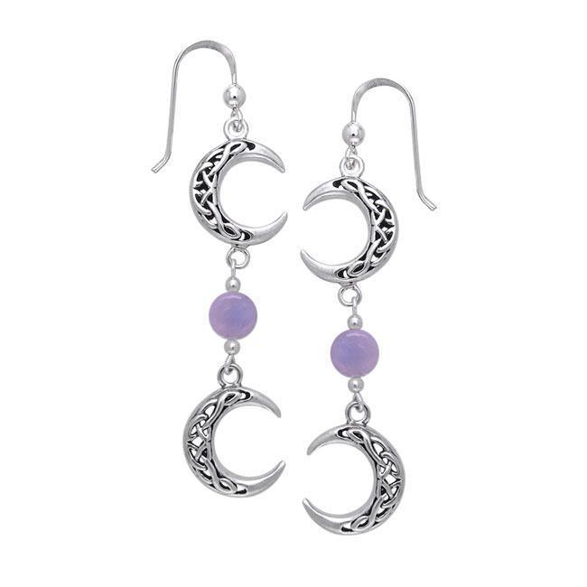 Celtic Knotwork Silver Crescent Moon Earrings TER149 Earrings