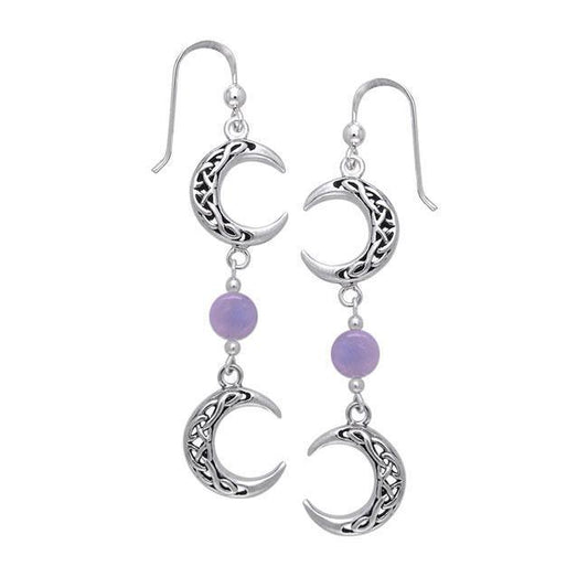 Celtic Knotwork Silver Crescent Moon Earrings TER149 Earrings