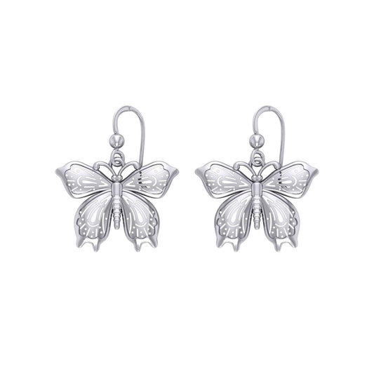 Chasing butterflies in beauty and grace ~ Sterling Silver Jewelry Butterfly Hook Earrings TER1553 - peterstone.dropshipping