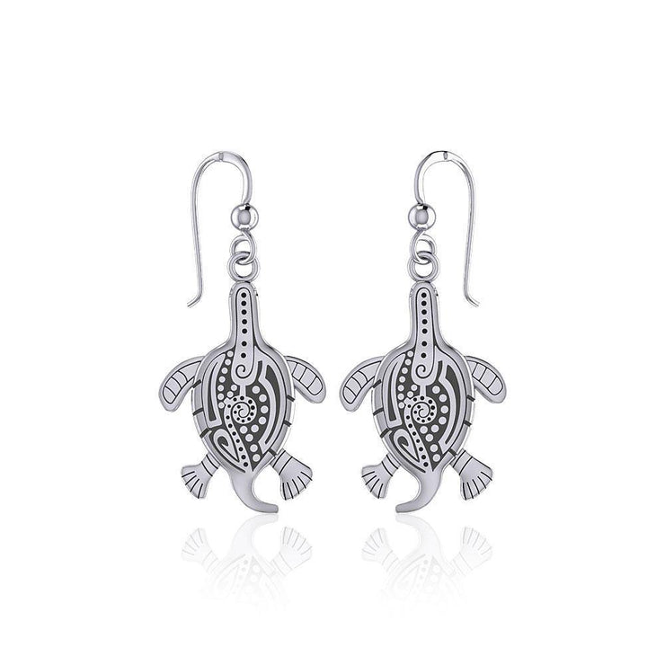 Aboriginal Turtle Silver Earrings TER1561 Earrings