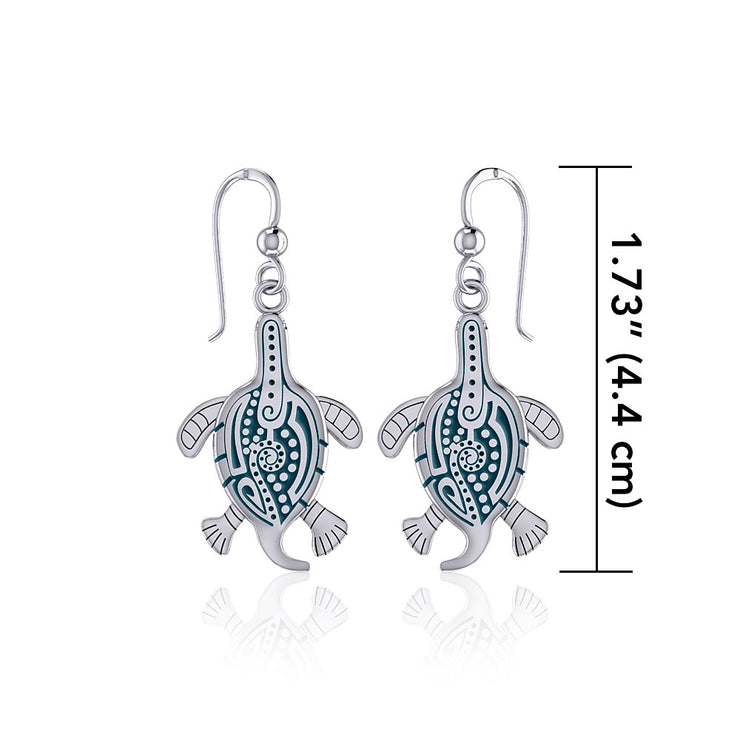 Aboriginal Turtle Silver Earrings TER1561