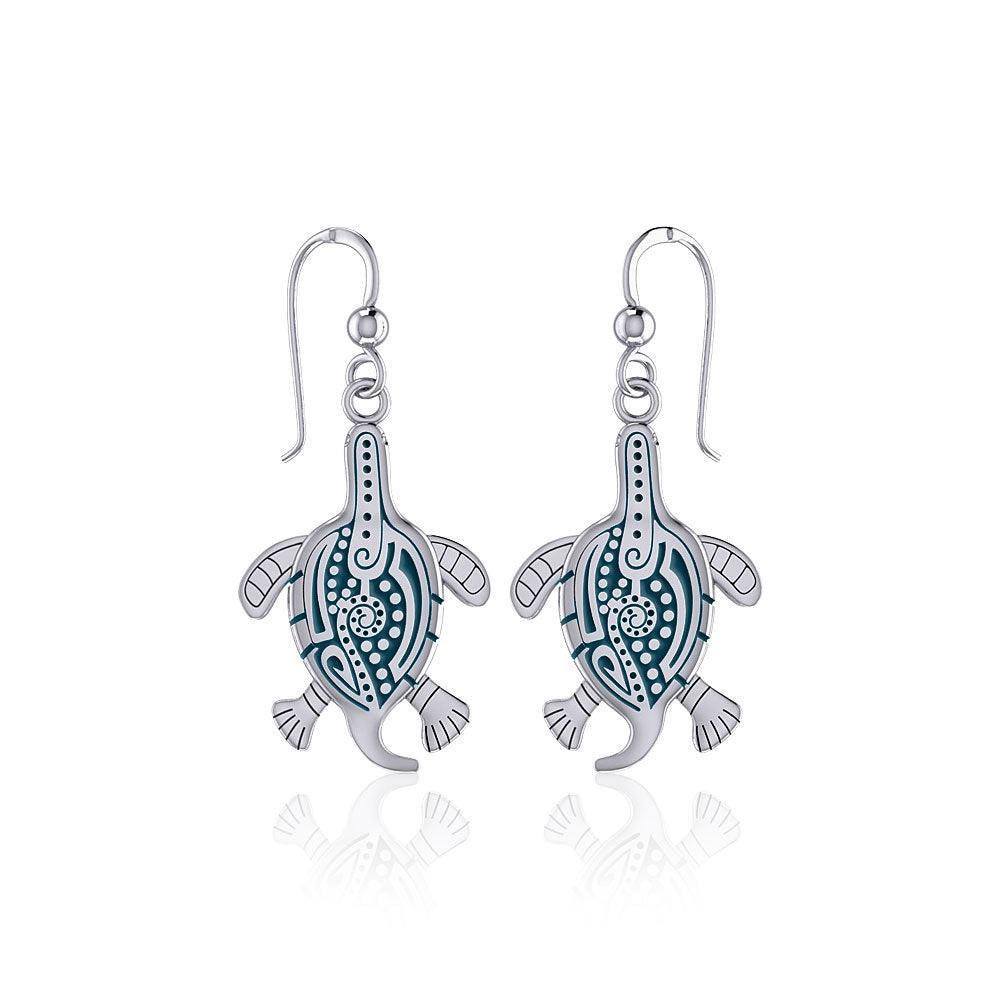 Aboriginal Turtle Silver Earrings TER1561 - peterstone.dropshipping