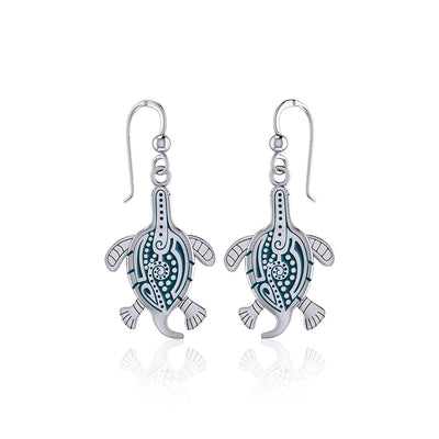 Aboriginal Turtle Silver Earrings TER1561