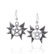 Winged Pentagram Silver Earrings TER1576 Earrings