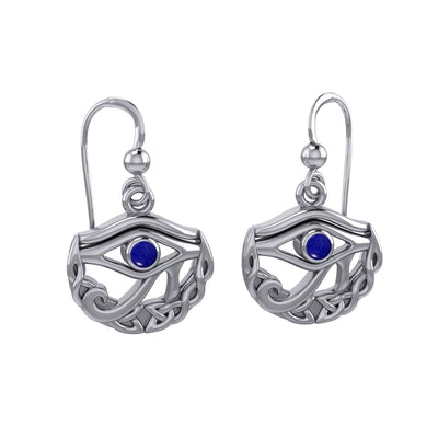 Eye of Horus with Celtic Knot Crescent Moon Silver Earrings TER1600