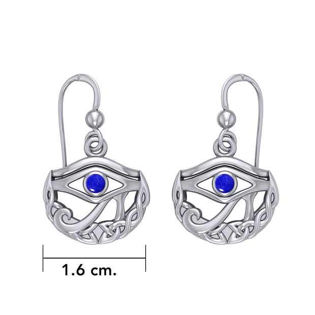 Eye of Horus with Celtic Knot Crescent Moon Silver Earrings TER1600