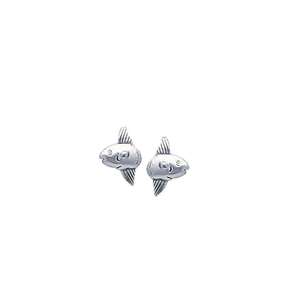 Sun Fish Sterling Silver Post Earrings TER1641 - Wholesale Jewelry