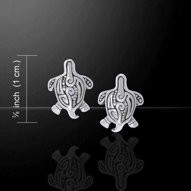 Aboriginal-inspired Sea Turtle Sterling Silver Post Earrings Jewelry TER1643 Earrings