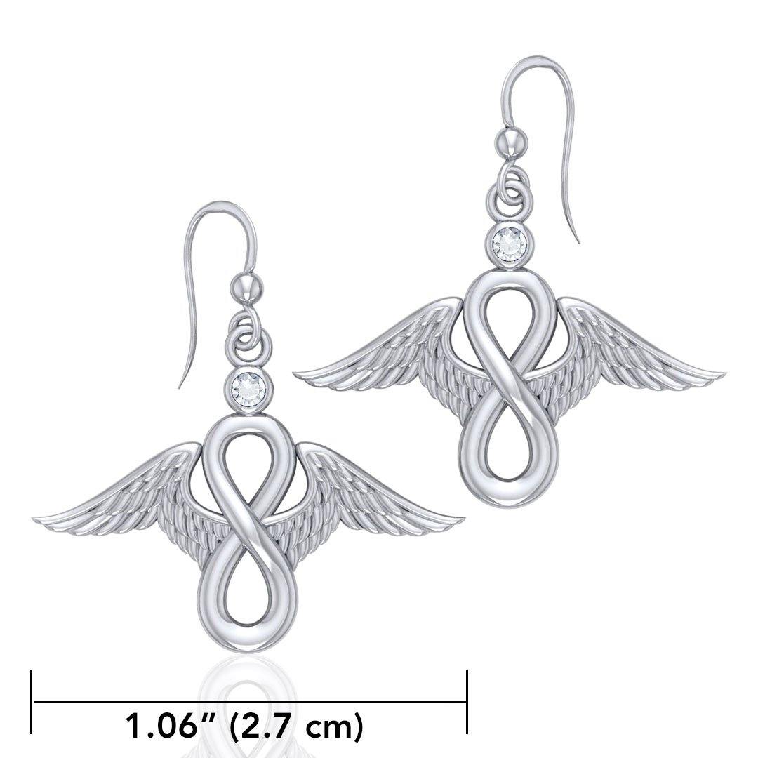 Angel Wings and Infinity Symbol with Gemstone Silver Earrings TER1665 Earrings