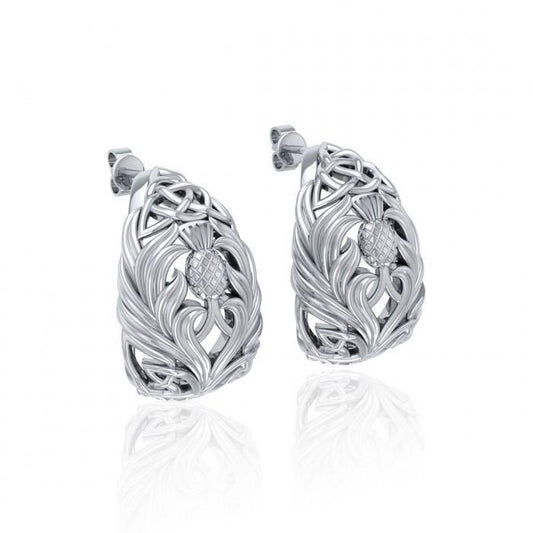 Celtic Thistle Sterling Silver Post Earrings