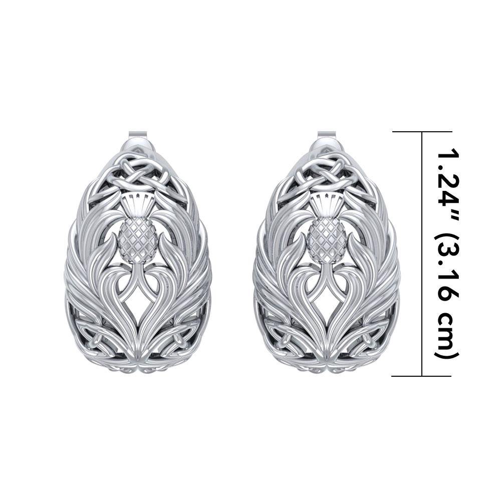 A strong emblem in full bloom ~ Sterling Silver Jewelry Celtic Thistle Post Earrings TER1672 Earrings