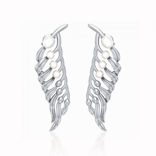 Giant Kelp Sterling Silver Earrings with Pearl