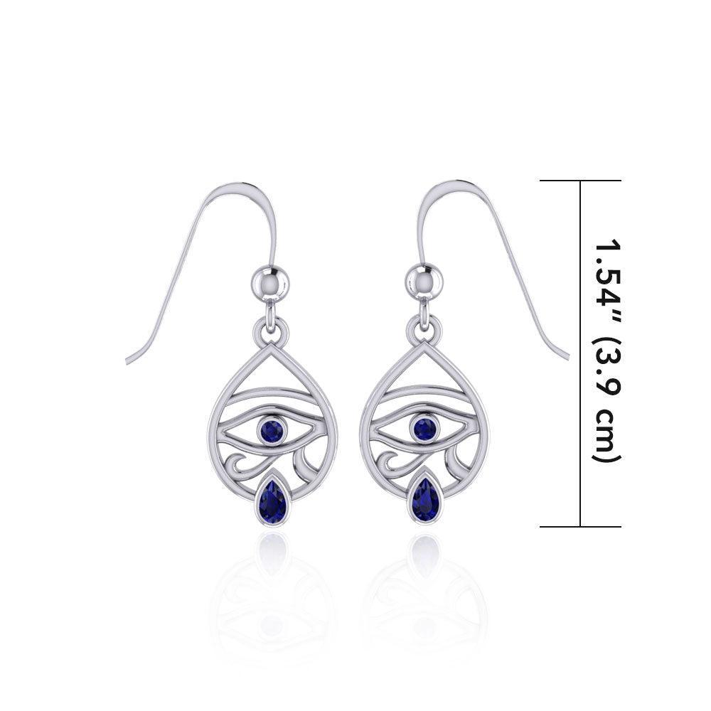 Eye of Horus Silver Earrings with Gemstone TER1688 - peterstone.dropshipping