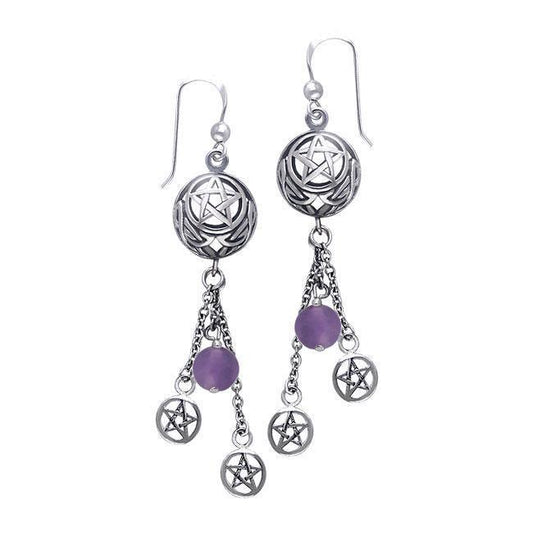 Pentacle Dangling Earring With Beads TER170 Earrings