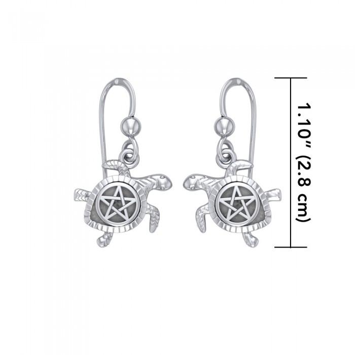 Sea Turtle with Pentacle Silver Earrings TER1735 - Peter Stone Wholesale