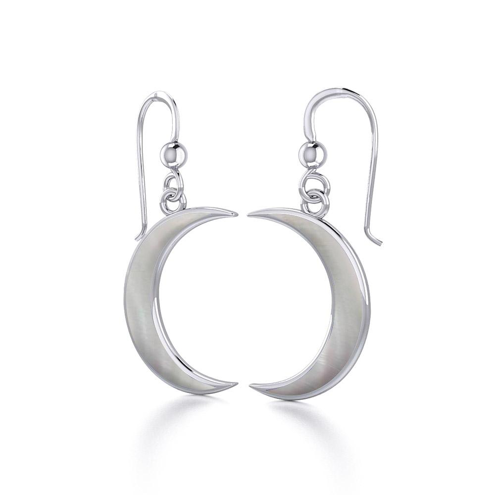 Wish Upon the Enchanting Silver Crescent Moon with Inlaid Earrings TER1743 - Peter Stone Wholesale