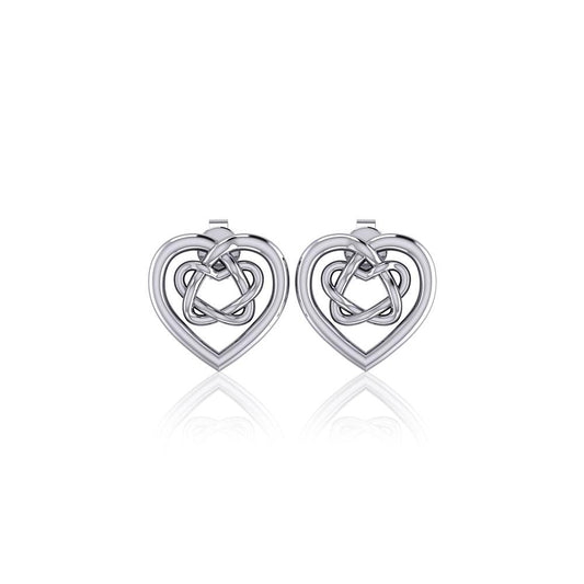 Small Celtic Heart Silver Post Earrings TER1748 - Peter Stone Wholesale