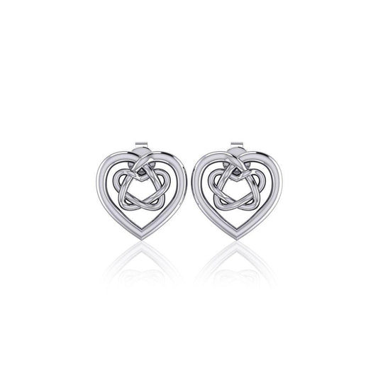 Small Celtic Heart Silver Post Earrings TER1748 - Peter Stone Wholesale