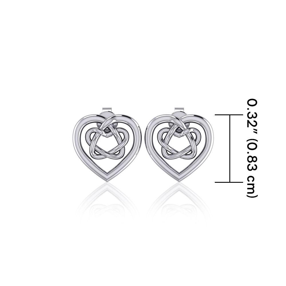 Small Celtic Heart Silver Post Earrings TER1748 - Peter Stone Wholesale