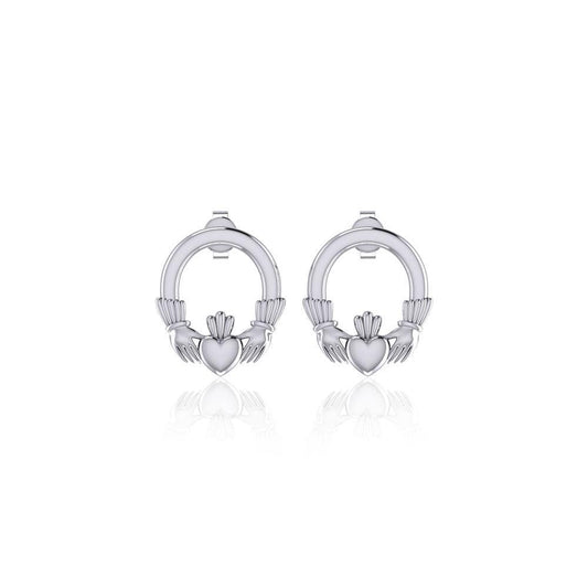 Irish Claddagh Silver Post Earrings TER1752 - Peter Stone Wholesale