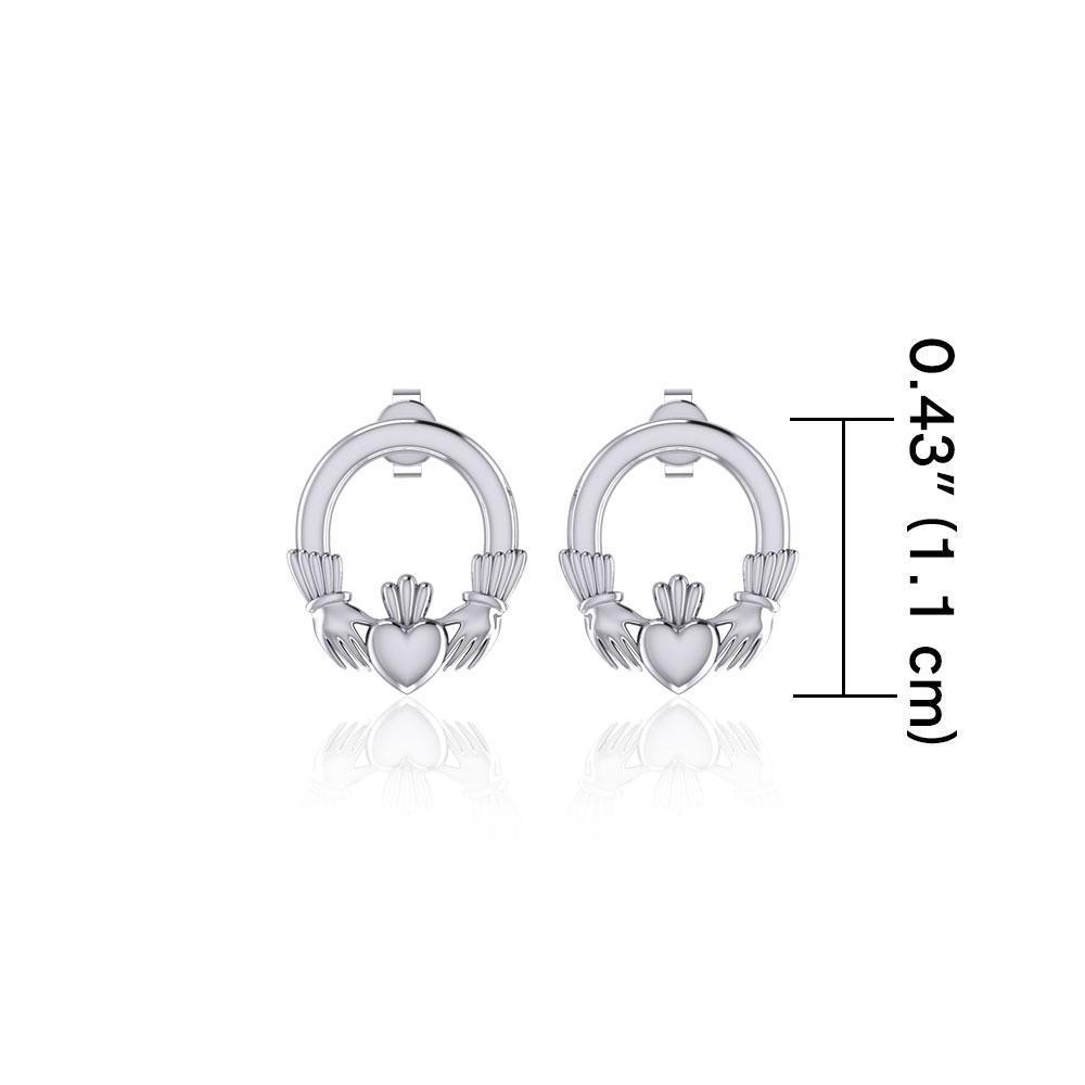 Irish Claddagh Silver Post Earrings TER1752 - Peter Stone Wholesale