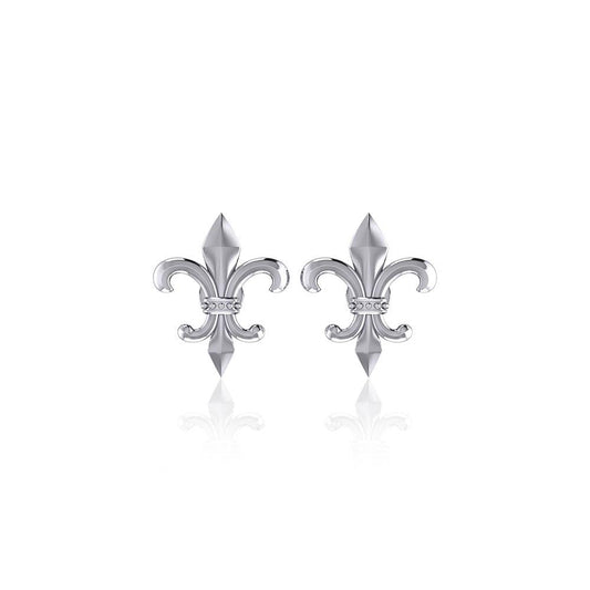 Fleur De Lis Silver Post Earrings TER1754 - Peter Stone Wholesale