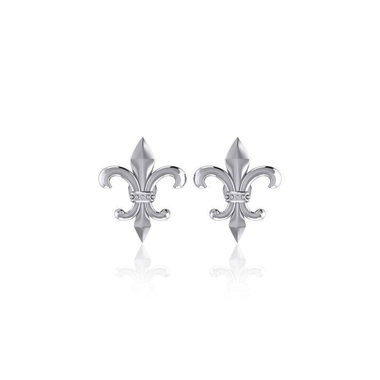 Fleur De Lis Silver Post Earrings TER1754 - Peter Stone Wholesale