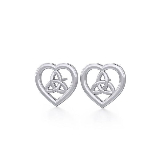 Heart with Trinity Knot Silver Post Earrings TER1755 - Peter Stone Wholesale