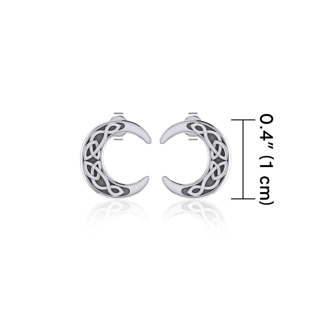 Celtic Crescent Moon Silver Post Earrings TER1758 - Peter Stone Wholesale