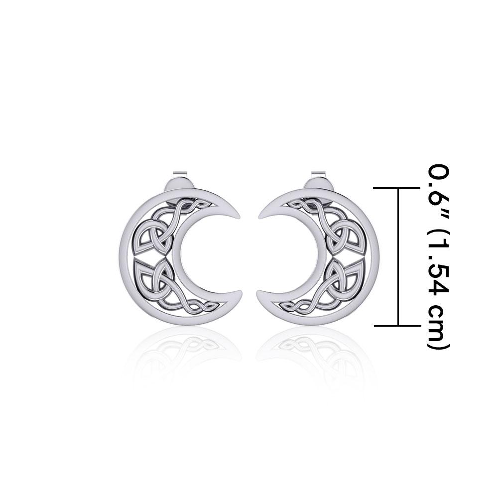 Hollow Celtic Crescent Moon Silver Post Earrings TER1759 - Peter Stone Wholesale