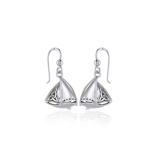 Celtic Knots Silver Sailboat Hook Earrings TER1760 - Peter Stone Wholesale